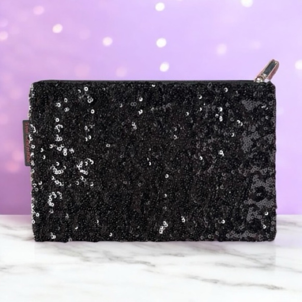 YBF Black Sequin Cosmetic Bag
